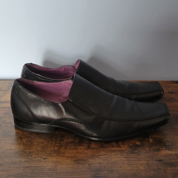 Aldo Men’s Black Leather Slip-On Dress Shoes | Sleek Square Toe - Picture 4 of 6